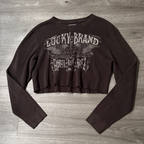 Lucky Brand Tops - Lucky Brand Vintage Inspired Rock And Roll Cropped Long Sleeve 100% Cotton